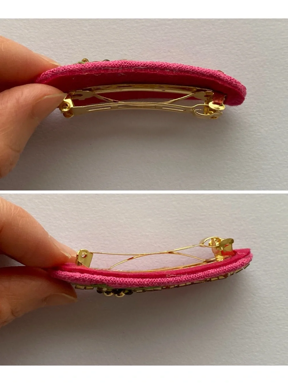 $40 NWT J. Crew Yellow Pink Embroidered Beaded Palm Tree Barrettes Hair Clips